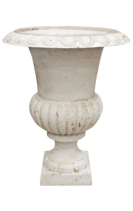 Grand vase médicis en fonte blanc (75 cm)