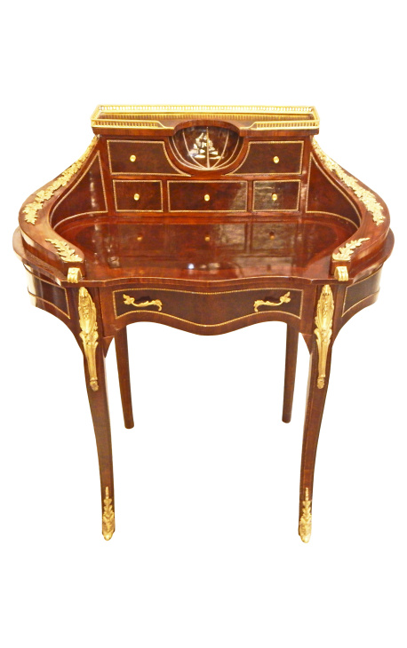 Bureau "bonheur du jour" en bois marqueté de style Napoléon III