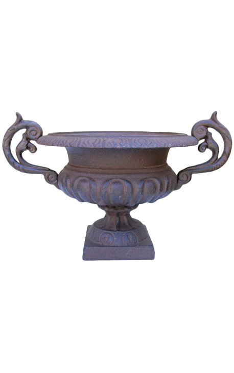 Medici-Vase aus Eisenguss mit Griffen in dunkler Farbe
