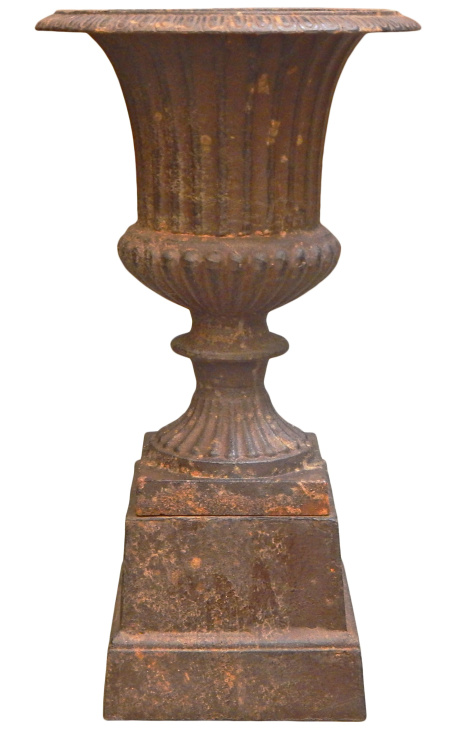 Medicis vase weathered rusty effect on pedestal