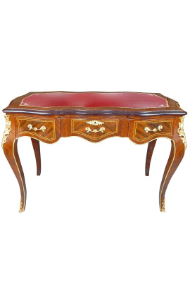 Louis XV стиль стол с 3 ящиками с инкрустацией красного блокнота