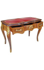 Louis XV Stílus asztal, 3 fiókkal, markóta, piros írószerkezet - 13