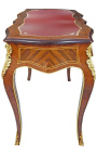 Louis XV Stil Schreibtisch mit 3 Schubladen mit Marquetrie, rote Schreibenfläche - 15