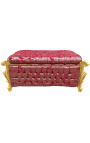 Stor barokk bench trunk Louis XV stil rød "Gobelins" stoff og gull tre