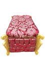 Barokk trunkbenk Louis XV Red Satin "Gobelins" stoff og gull tre - 4