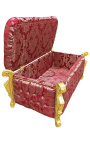 Barockstammen bänk Louis XV Röd satin "gobelins" tyg och guld trä - 7