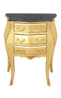 Nightstand (Bedside) baroque gold wood with black marble