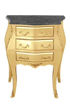 Барокко комод тумбочка деревянный черный мраморный верхней золота