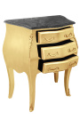 Nočný stolík (Nočný stolík) barokový zlatý drevený s čiernym mramorom