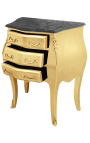 Noční stolek (Noční stolek) barokní zlaté dřevo s černým mramorem