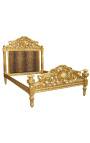 Baroková posteľ leopardí látka a zlaté drevo