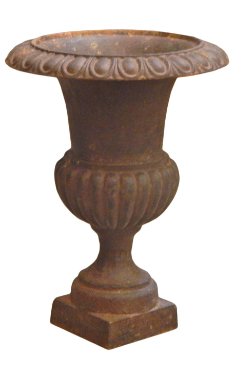 Medici-Vase aus Gusseisen mit rostfarbener Patina