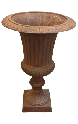 Medici Vase ribbet støbejern rustfarvet patina