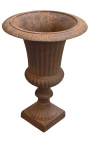 Medici Vase ribbed cast iron rust colored patina