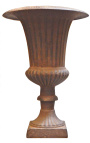 Medici Vase ribbed cast iron rust colored patina