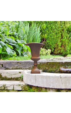 Medici Vase ribbet støbejern rustfarvet patina