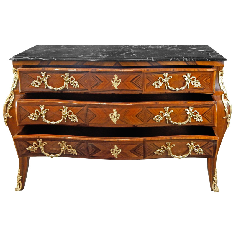 Dresser With 3 Drawers Louis Xv Style, Black Dresser Marble Top