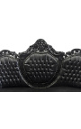 Canapé baroque tissu simili cuir noir et bois noir
