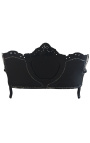 Canapé baroque tissu simili cuir noir et bois noir