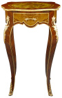 Négyzet alakú asztal XV. Lajos stílusú intarziás fa, bronz és festett zenedíszekkel. 