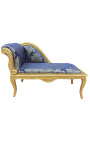 Teixit de setinat blau amb divan estil Lluís XV amb estampats "Gobelins" i fusta daurada
