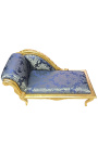 Baroque stoel lange louis xv stijl blauw satin weefsel "Gobelins" goud hout