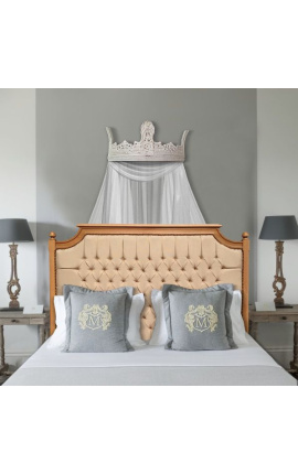 Säng canopy i trä beige krona-formad