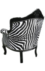 Sessel "fürst" Barock-Stil Zebra und schwarze Kunstlaterne mit schwarz lackiertem Holz