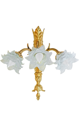 Väggsconce i Golden Bronze Napoleon III Stil med 3 lampor Arms