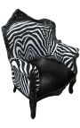 Sessel "fürst" Barock-Stil Zebra und schwarze Kunstlaterne mit schwarz lackiertem Holz