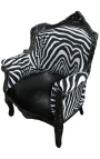 Sessel "fürst" Barock-Stil Zebra und schwarze Kunstlaterne mit schwarz lackiertem Holz