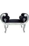 Roman bench black velvet fabric and silver wood 