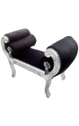 Roman bench black velvet fabric and silver wood 