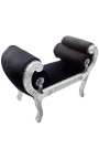 Roman bench black velvet fabric and silver wood 