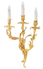 Didelė žvakė 3 šakos Liudviko XV rokoko stiliaus auksinė bronza