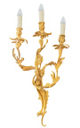 Duży kinkiet 3 gałęzie w stylu rokoko Ludwika XV złoty brąz