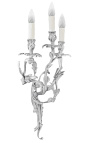 Big sconce 3 branches Louis XV rococo style silvered bronze