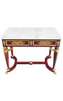 Consola central estilo Empire con bronce y mármol blanco - 14