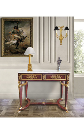 Console de milieu de style Empire avec bronzes et marbre blanc