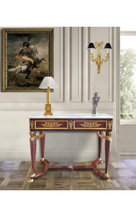 Empire style middle console with bronze and white marble
