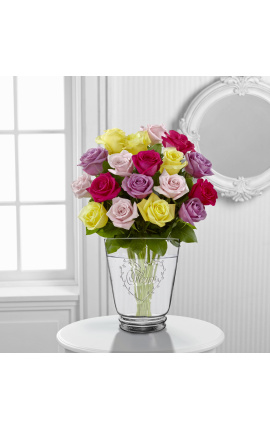 Vase blown glass with heart shaped decoration &quot;Fleurs&quot;