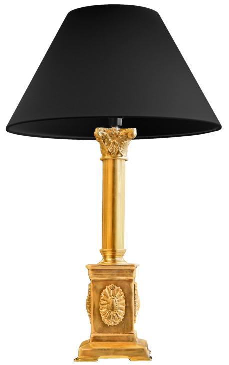 Francia birodalmi stílusú, aranyozott bronz asztali lámpa