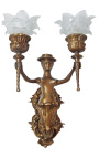 Aplique de parede de bronze com mulher com chapéu