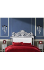 Tête de lit Baroque tissu simili cuir blanc avec strass et bois argenté