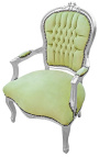 Барокко кресло стиль Louis XV зеленого аниса и древесины серебро