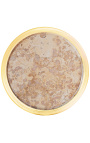 Grande supporto rotondo e dorato in stile Luigi XVI con marmo beige