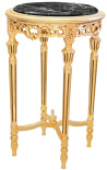 Rodada de alto modelo Louis XVI Mesa de lateral de mármore preto estilo com madeira dourada