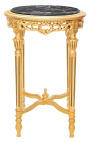 Grande suporte redondo e dourado estilo Louis XVI com mármore preto