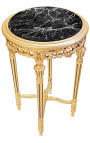 Korkea kaunis pyöreä kultainen kukkapöytä Louis XVI tyyliin mustaa marmoria