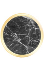 Round di alto modello Louis XVI Stile tavolino nero in marmo con legno dorato